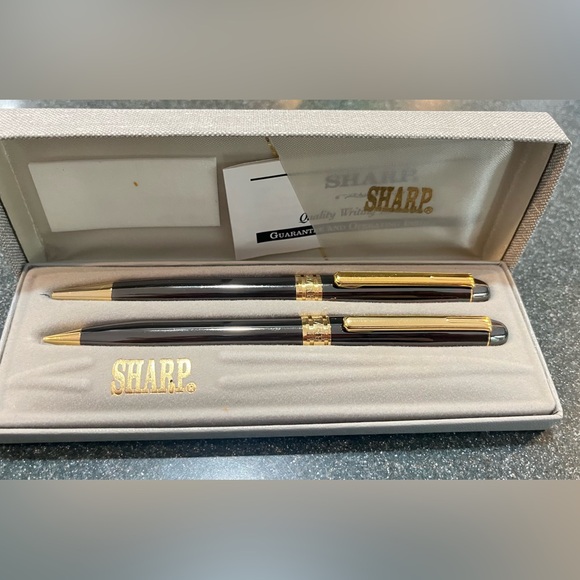 Sharp Other - New Vintage Sharp Black Gold Trim Pen Mechanical Pencil Box Set International
